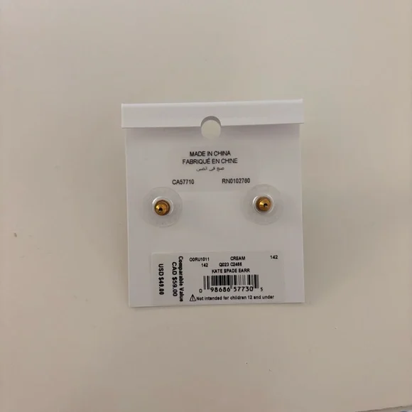 Kate Spade Gold and Cream Stud Earrings - Picture 2 of 3
